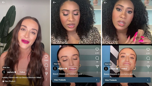 Screenshots of official Sephora Instagram